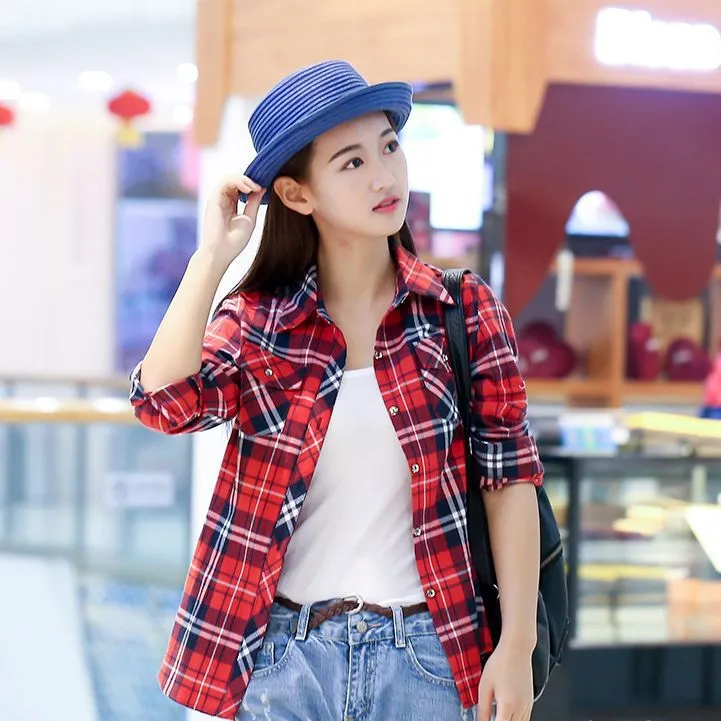 Shirt Chequered Inspired Hot Selling Trendy Casual Women Tops Blouse