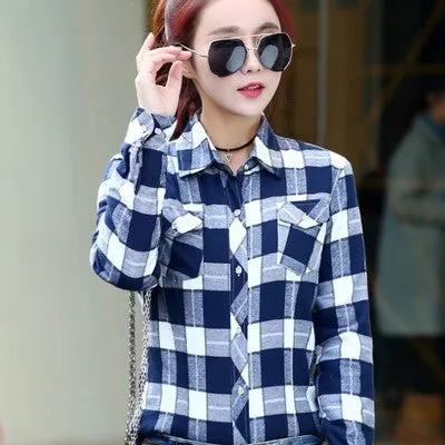 Shirt Chequered Inspired Hot Selling Trendy Casual Women Tops Blouse