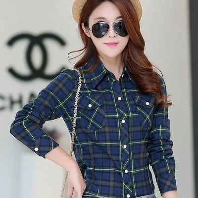 Shirt Chequered Inspired Hot Selling Trendy Casual Women Tops Blouse