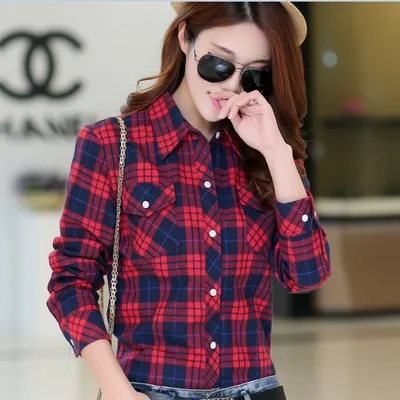 Shirt Chequered Inspired Hot Selling Trendy Casual Women Tops Blouse