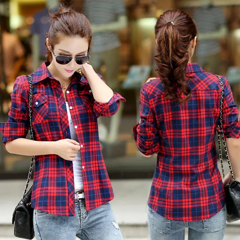 Shirt Chequered Inspired Hot Selling Trendy Casual Women Tops Blouse