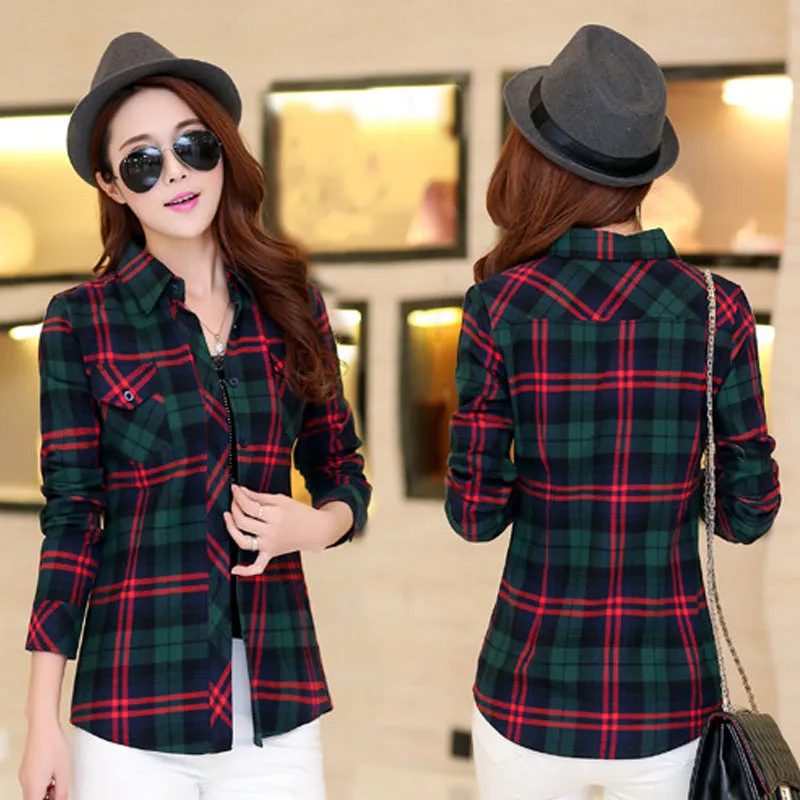 Shirt Chequered Inspired Hot Selling Trendy Casual Women Tops Blouse