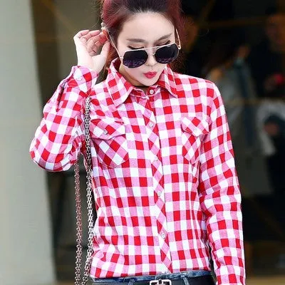 Shirt Chequered Inspired Hot Selling Trendy Casual Women Tops Blouse