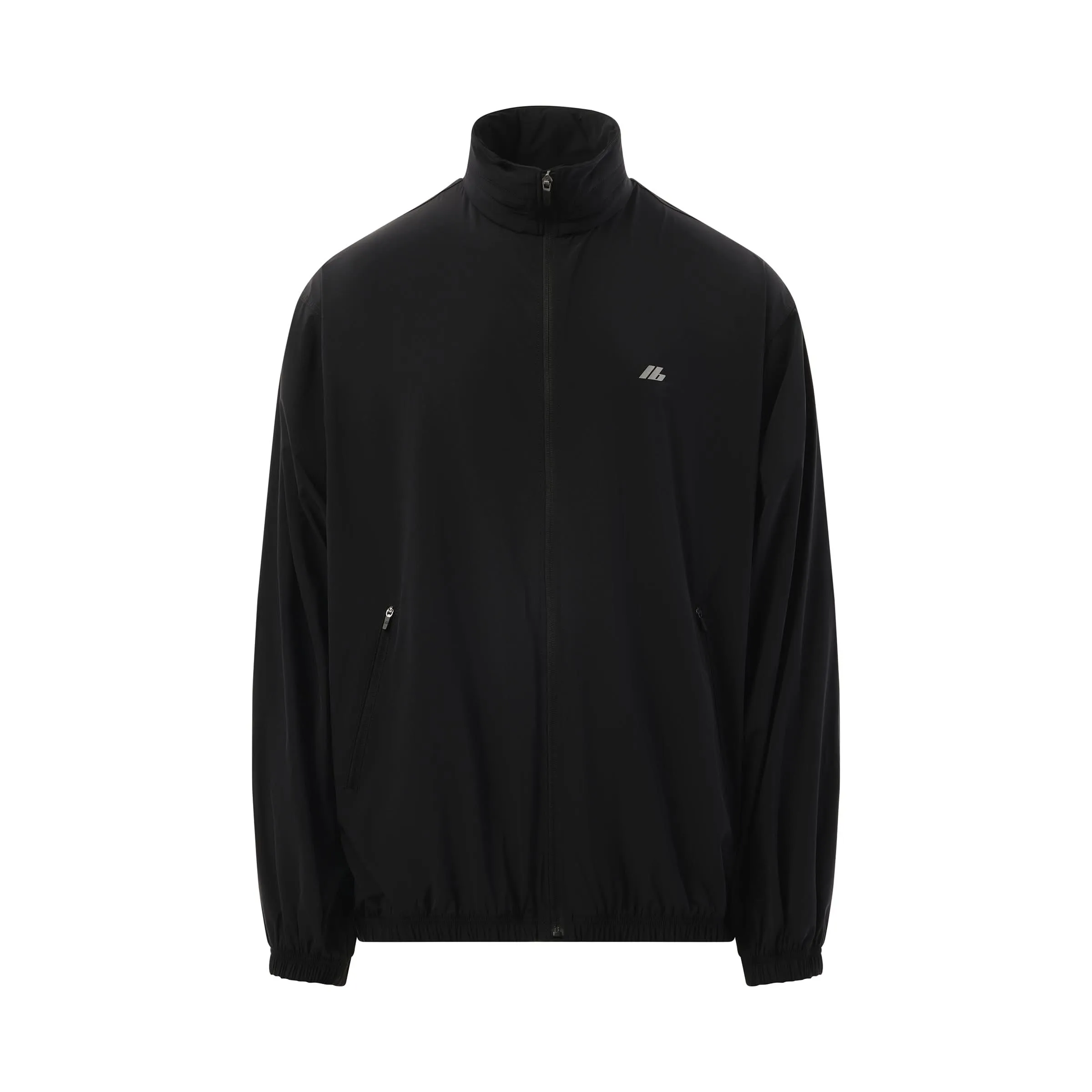 Stretch Nylon Windbreaker in Black