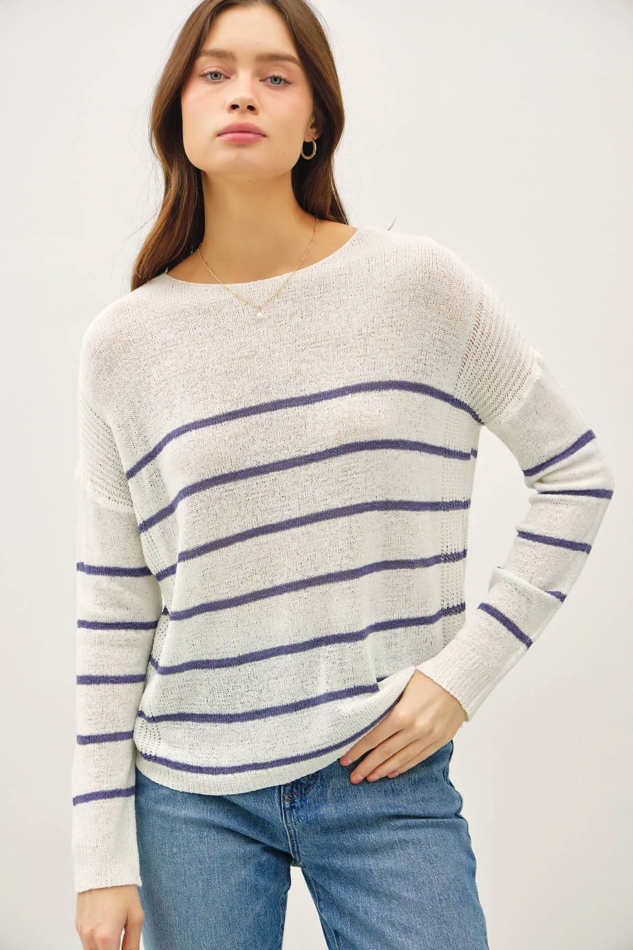 STRIPED LIGHTWEIGHT SWEATER