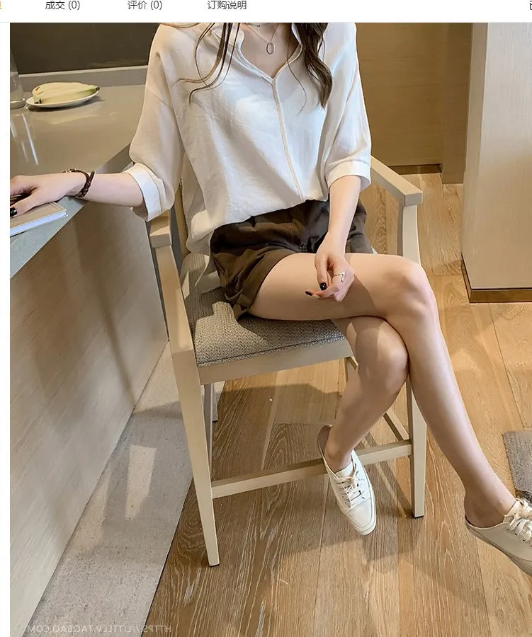 Summer Trendy Elegant Women Niche Tops Loose Short Sleeve Chiffon Blouse