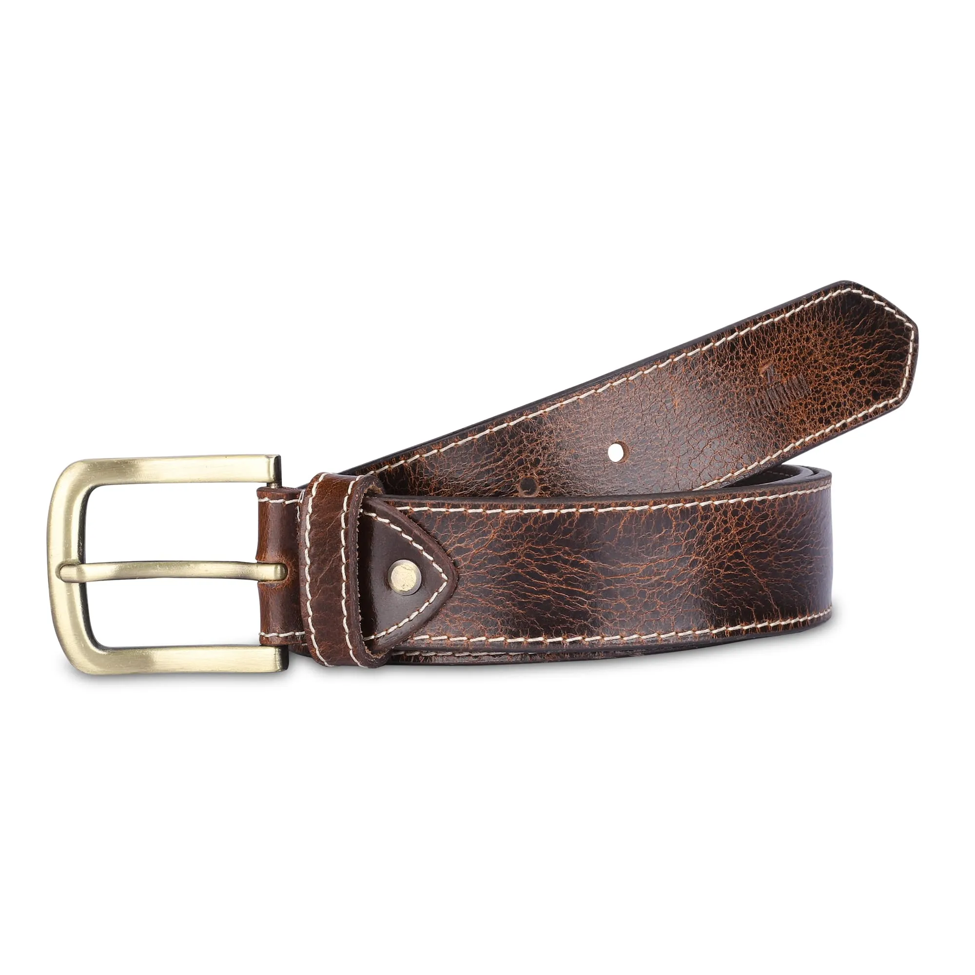 THE CLOWNFISH Men's Genuine Leather Belts - Brown (Size-32 inches)