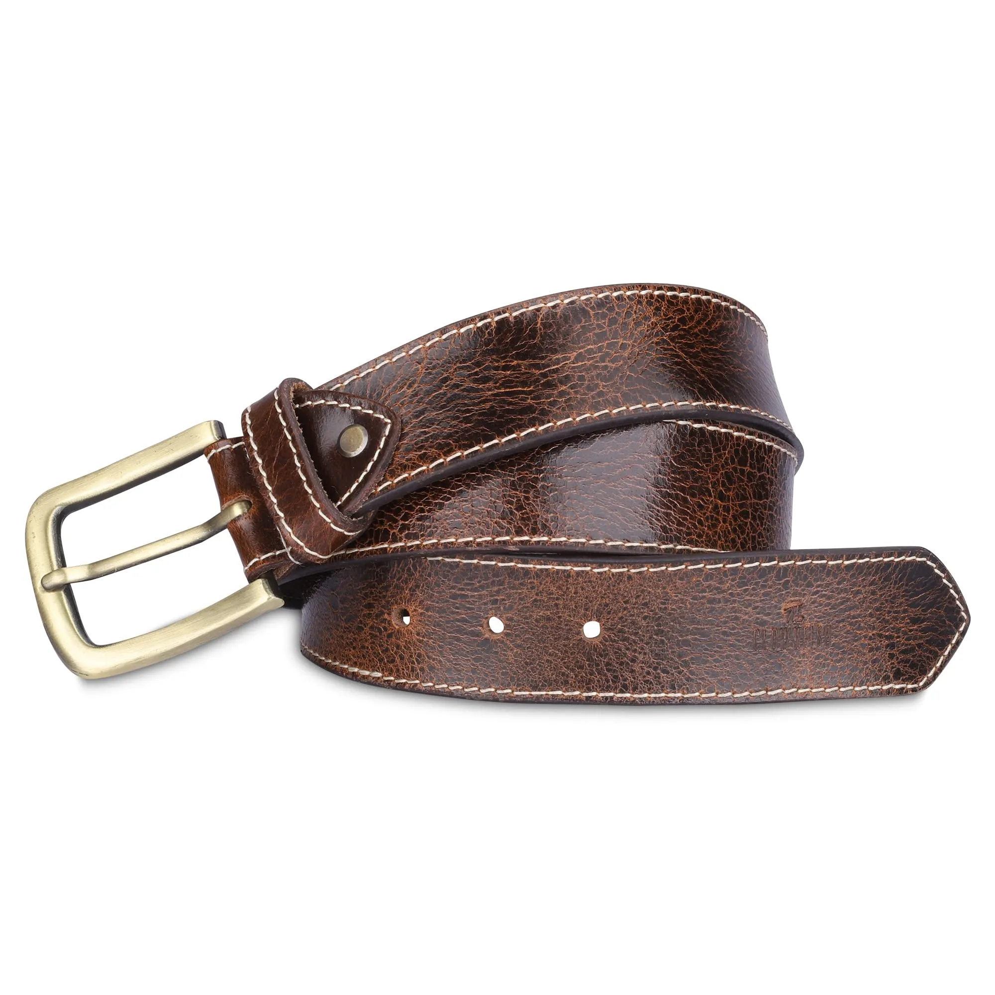 THE CLOWNFISH Men's Genuine Leather Belts - Brown (Size-32 inches)