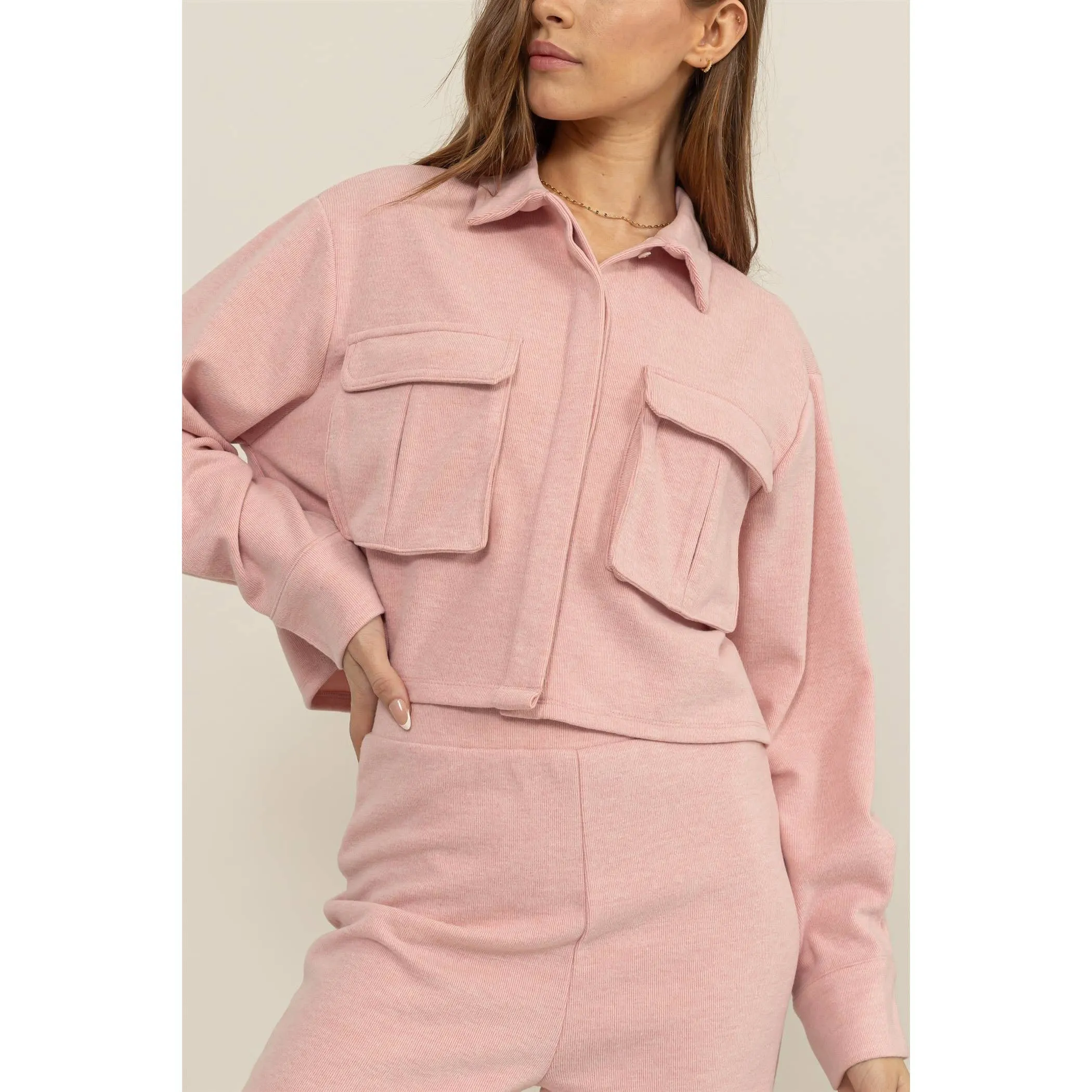 Utility Pocket Cropped Shirt Jacket