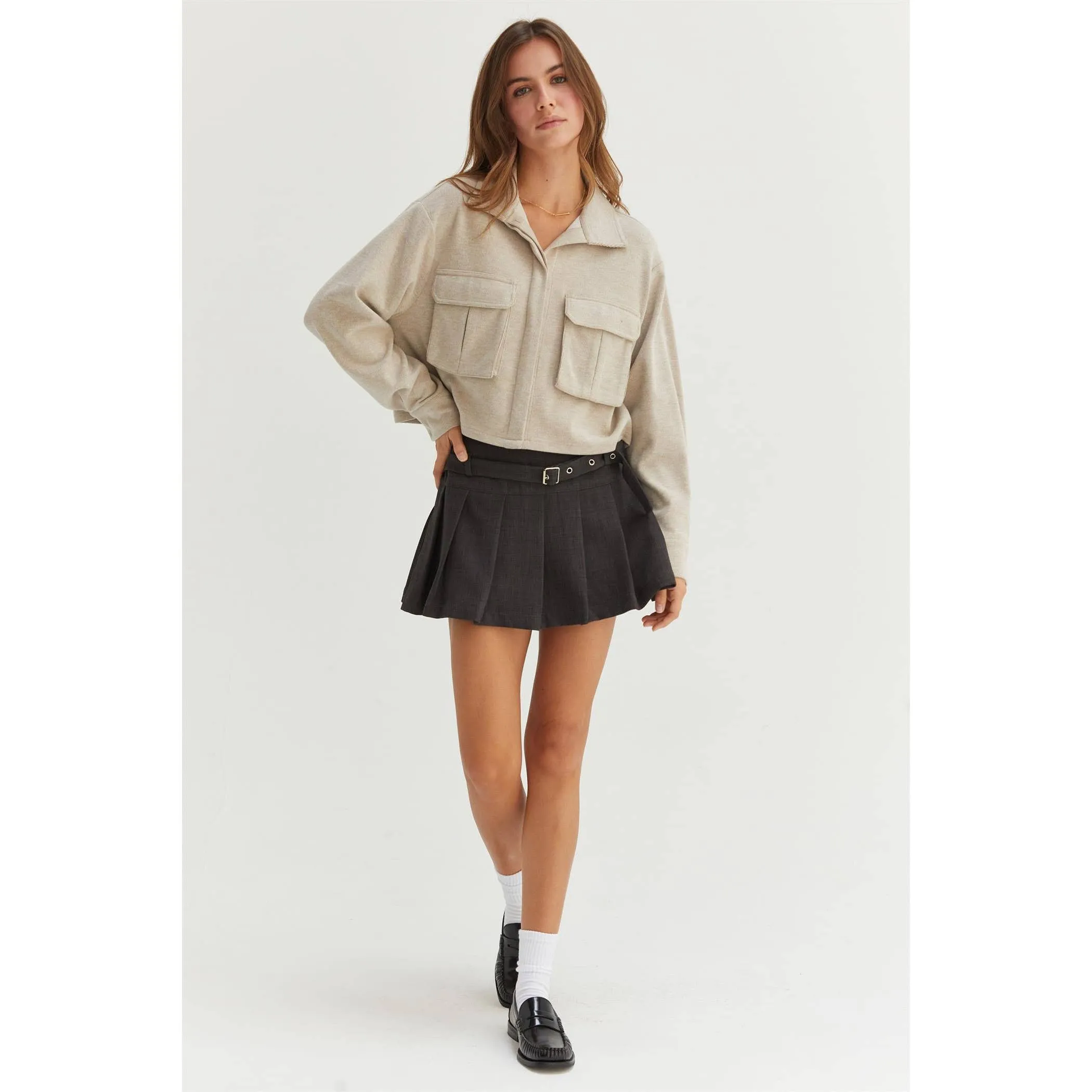 Utility Pocket Cropped Shirt Jacket