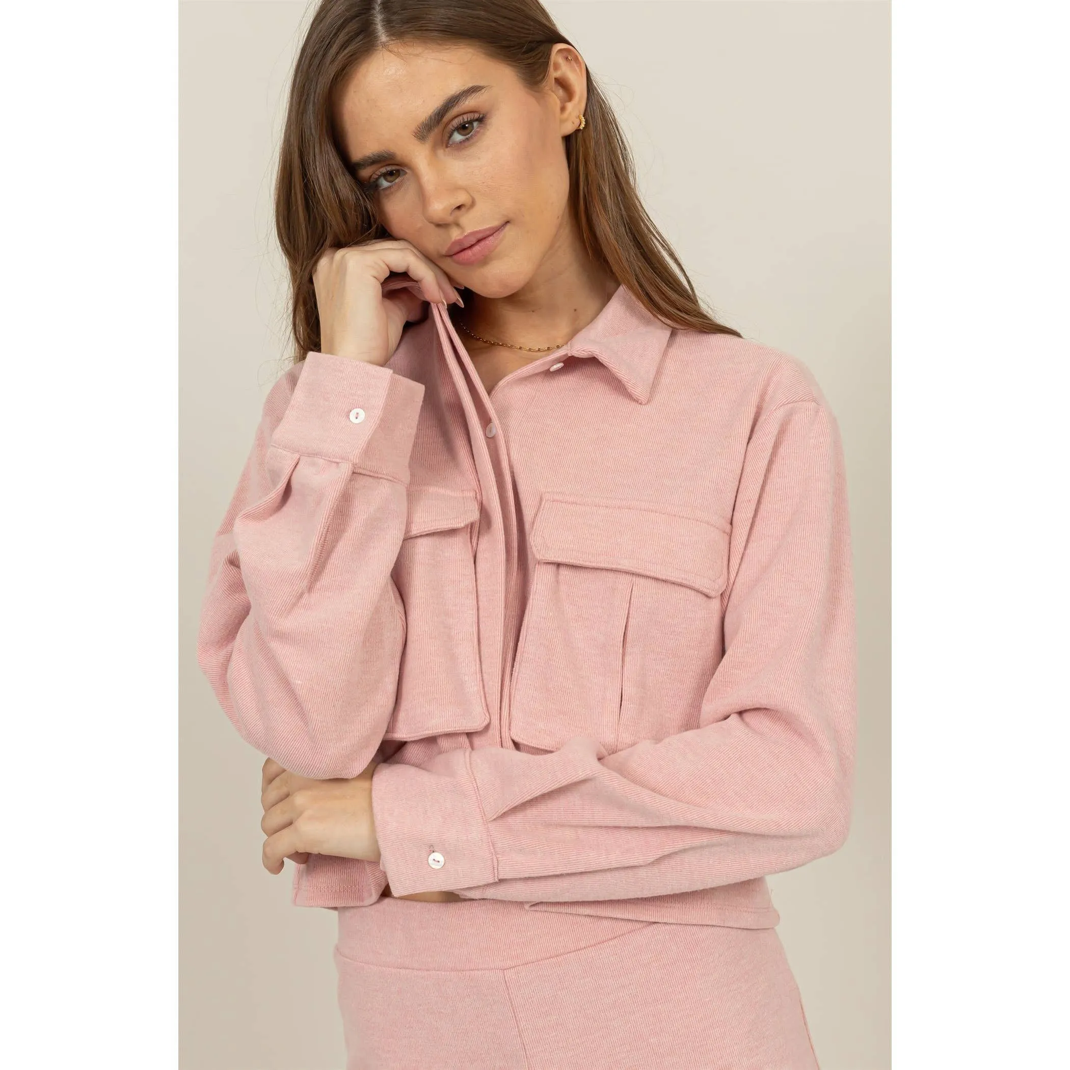 Utility Pocket Cropped Shirt Jacket