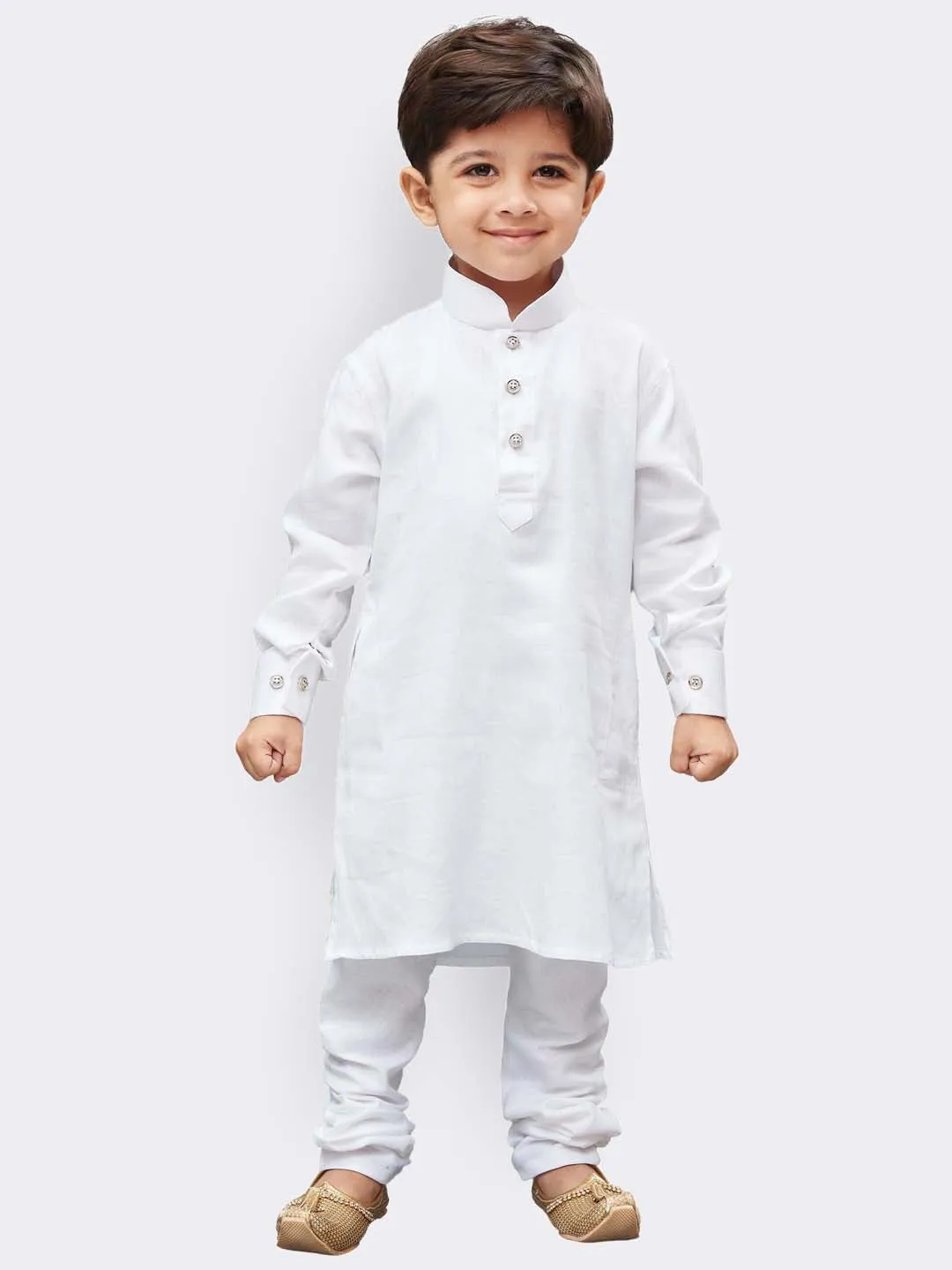 Vastramay Cotton White Baap Beta Kurta Pyjama set