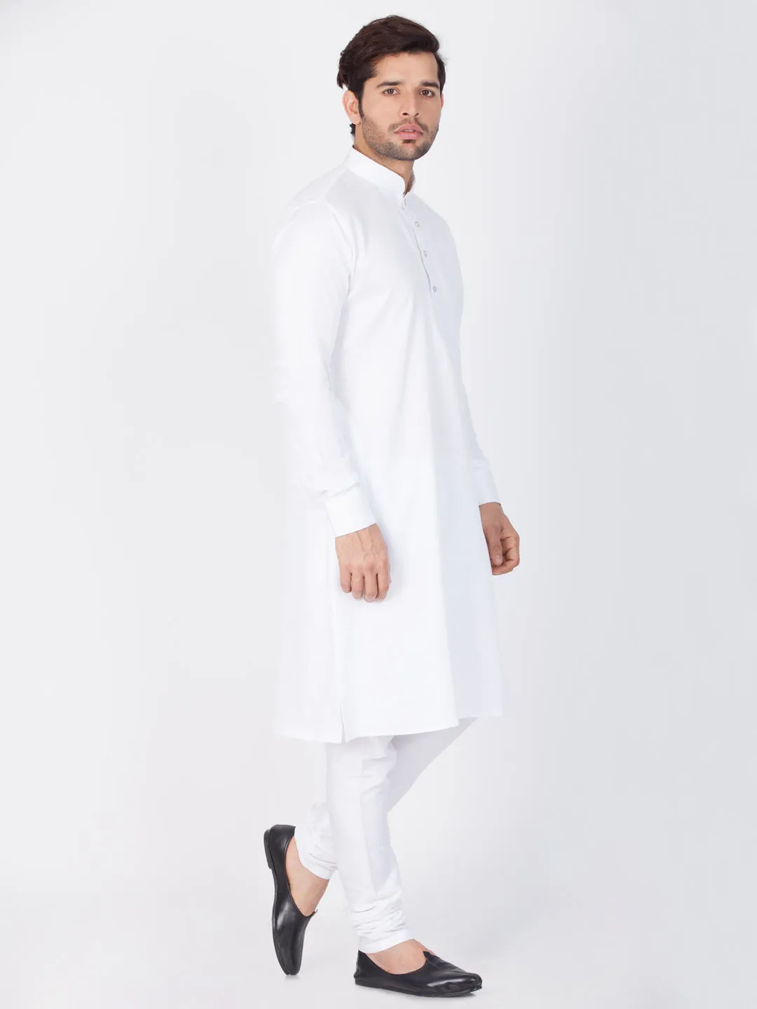 Vastramay Cotton White Baap Beta Kurta Pyjama set