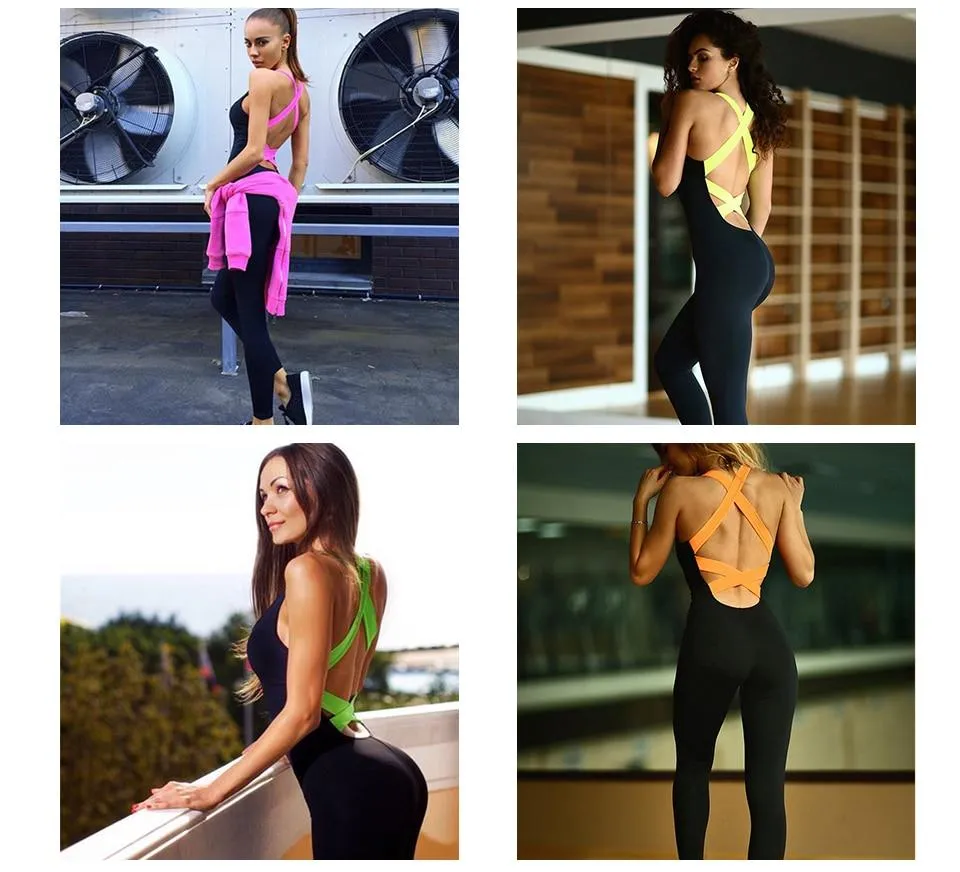 Women Backless Sport Workout Sportswear Gym Yoga Suit