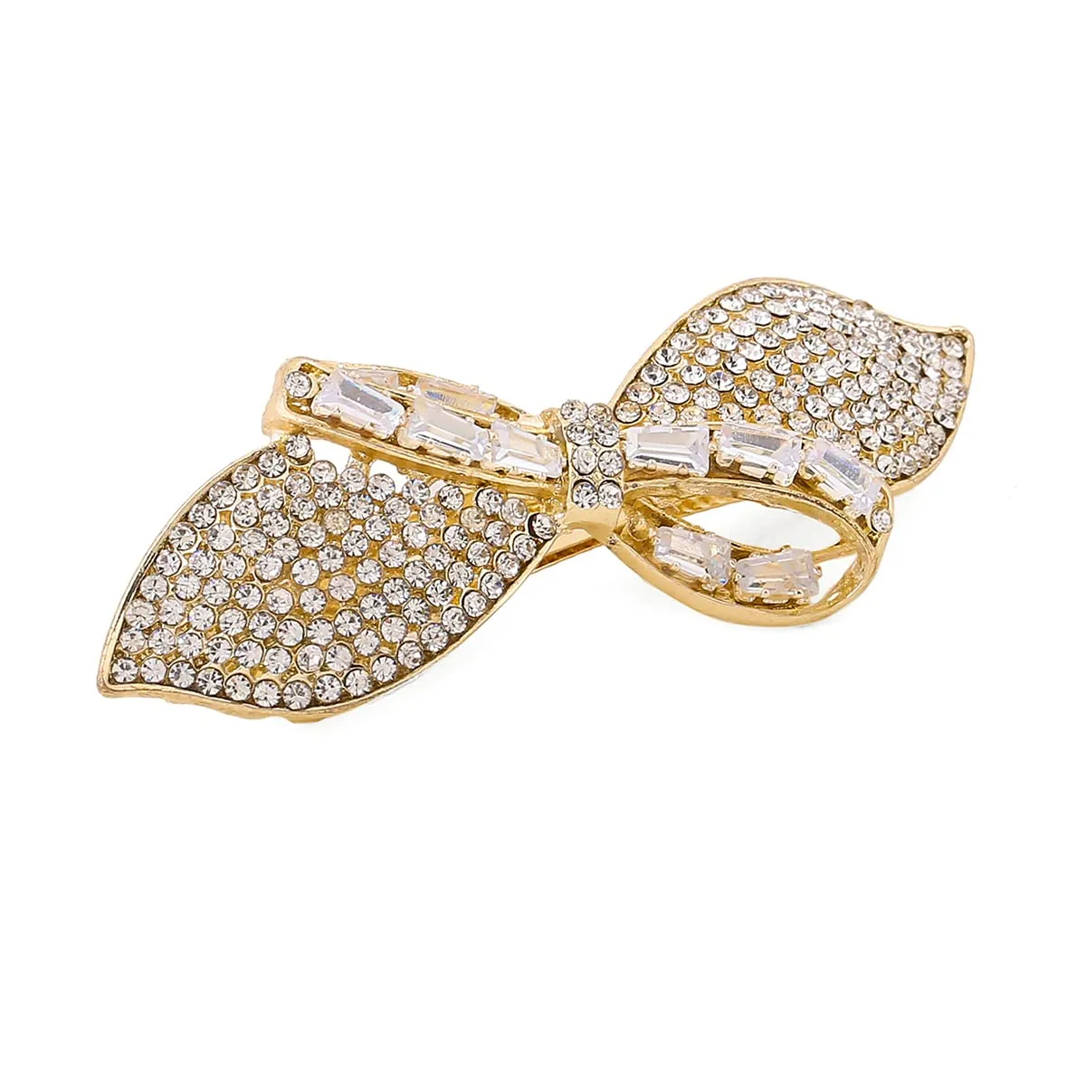 Yellow Chimes Hair Clips for Women Girls Barrette Hair Clips for Women Hair Accessories for Women Leafy Shaped Clips for Women Golden Crystal French Barrette Hair Clips for Women and Girls Gift For Women & Girls